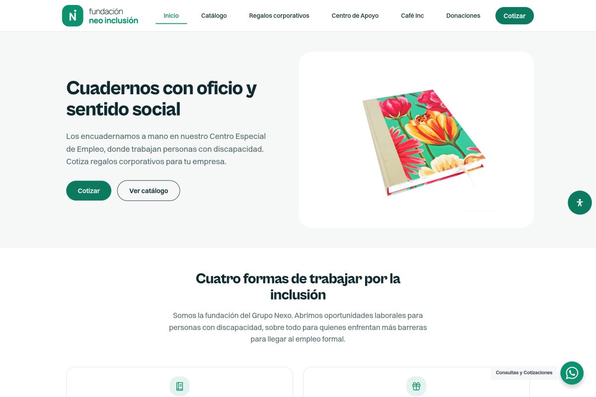 Portada del sitio de Fundacion Neo Inclusion