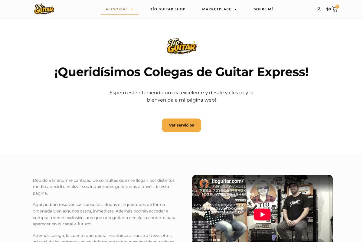Portada del sitio de Tio Guitar